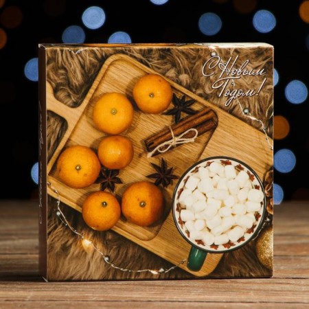 New Year. Confectionery box with a shell 9 pcs "Christmas Morning", 13.7 x 13.7 x 3.5 cm-1