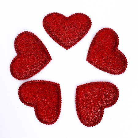 Decorative hearts, set 5 pcs., Size 1 pcs: 5.3 × 5 cm, red color-1