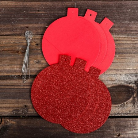 The basis for creativity is the Christmas tree decoration "Shar" set of 6 pcs., Size 1 pcs: 15.5 × 14cm, red color-2