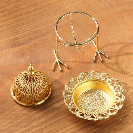 Kurilnitsa for incense powder and cones "Globus", golden, 8x6.7 cm-3
