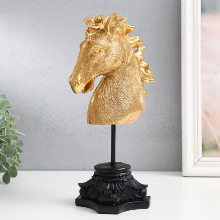 Souvenir Polystone Bust "The Head of the Ringing Horse" Gold 10.5x14x27 cm