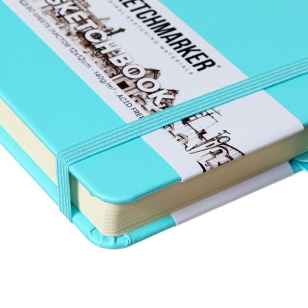 Sketchmarker sketchbook, 120 x 120 mm, 80 sheets, solid leather cover, aquamarine, block 140 g/m2-3