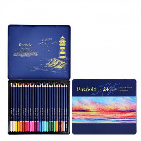 Family pencils 24 colors, finenolo, 3.8 mm, hexagonal, in a metal pencil case