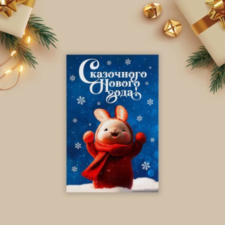 Mail card "Fairytale New Year!", Hare 10 x 15 cm, New Year-2
