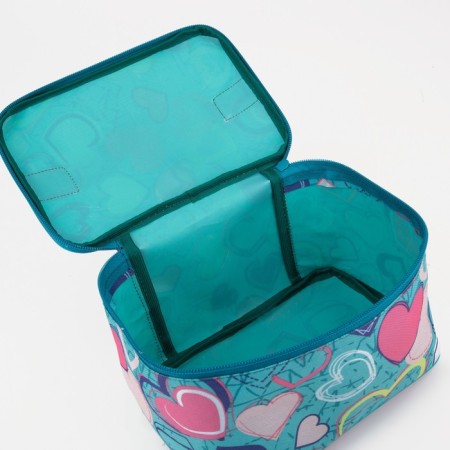 Cosmetic bag with zipper, turquoise color-2