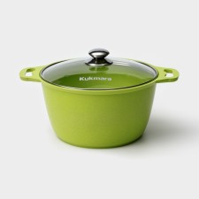 Кастрюля Trendy style, 6 л, стеклянная крышка, антипригарное покрытие, цвет зелёный