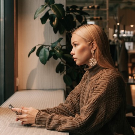 Earrings Metal "Atmosphere" three disks, color gold-3