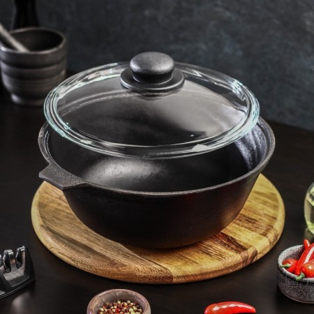 Castle cast -iron magma, 3 l, glass cover-3
