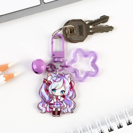 Key keychain, children's, anime "doll" 3.5 x 10 cm-3