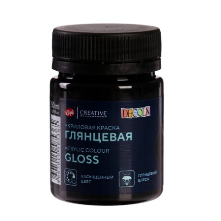 Acrylic glossy paint 50 ml, ZHK Decola, Black, 2928810-2