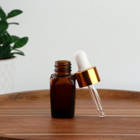 A bottle for storage, with a pipette, 10 ml, brown/gold color-2