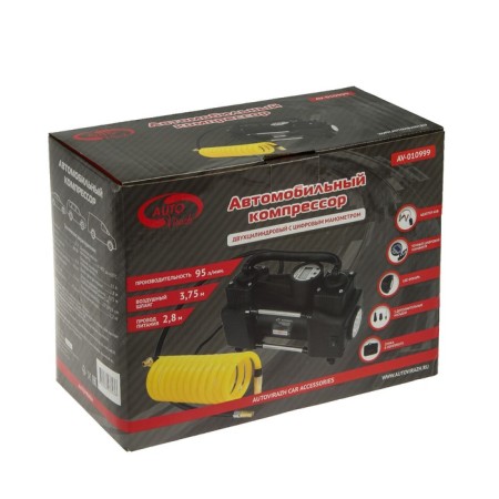 Car compressor, two-cylinder "Autovirazh" 95 l/min with digital pressure gauge AV-0109999-7