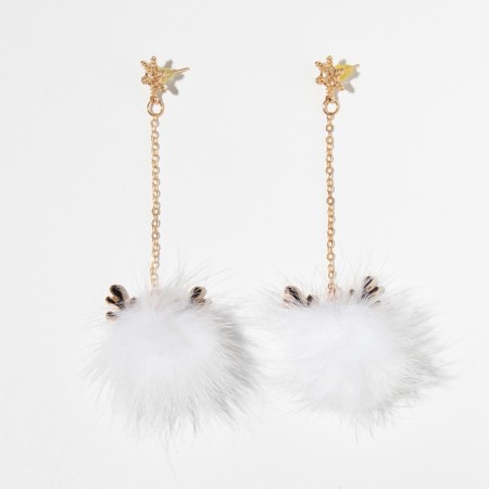 New Year's Earrings "Balls" deer horns, black and white color in gold-4