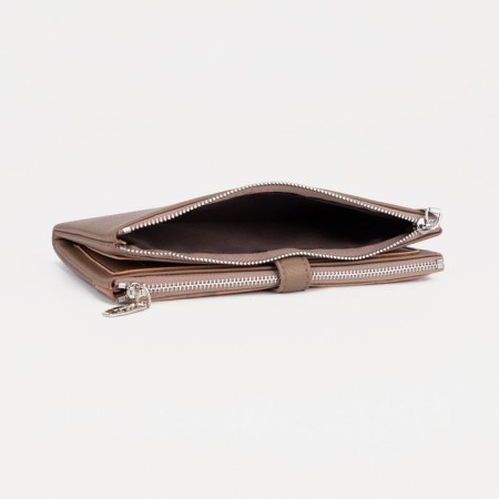 Women's wallet on the button, beige color-3