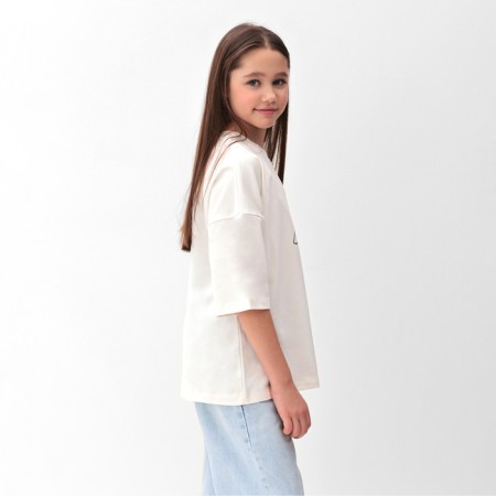 Children's Minaku T -shirt: Exclusive Print, Milk color, height 152 cm-2