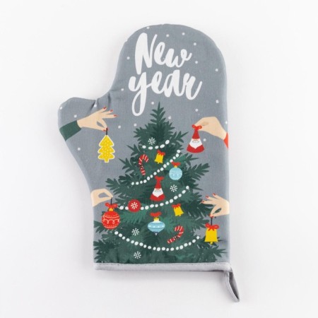 Mittens-Poskatka "New Year" 20x28cm, sarzha, 100% cotton, Vatin 250g/m2-3