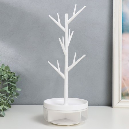 Casket with a stand for jewelry plastic "tree" white 14x36.5x14 cm-2