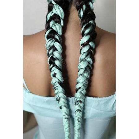 Zumba Kanecalon is monophonic, corrugated, 60 cm, 100 g, pale blue color (#ay25)-5