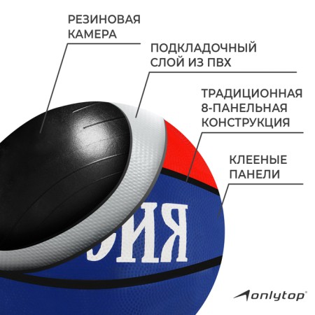Basketball ball Onlytop "Russia", PVC, glued, 8 panels, p. 7-2
