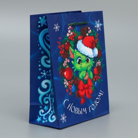 Laminated vertical packet “With New Happiness”, S 12 x 15 x 5.5 cm, New Year-2