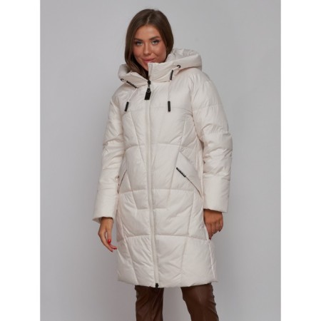 Coat insulated winter female, size 50, beige color-7