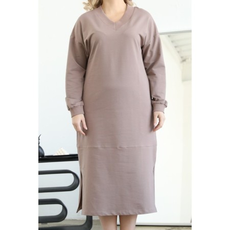 Women's dress, size 48, beige color-6