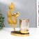Summary metal, glass for 1 candle "Bird on the palm tree" D-5 cm, gold 8x16x19 cm