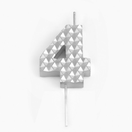 Candle in the cake on the skewer "Sot", the number 4, 7 cm, silver-2