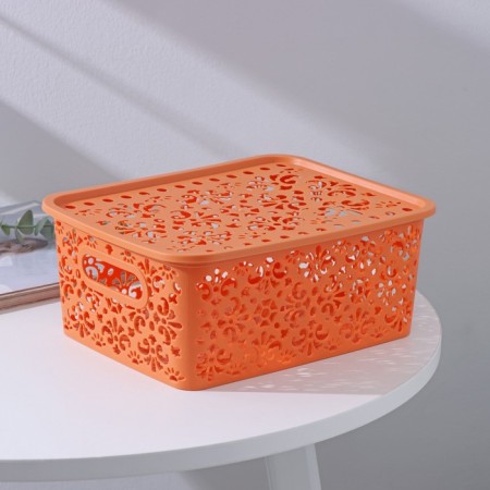 Storage container with a “pattern” lid, plastic, 25 × 19 × 10 cm, mix color-4
