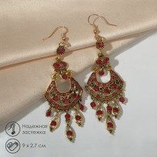 Hanging earrings with rhinestones 