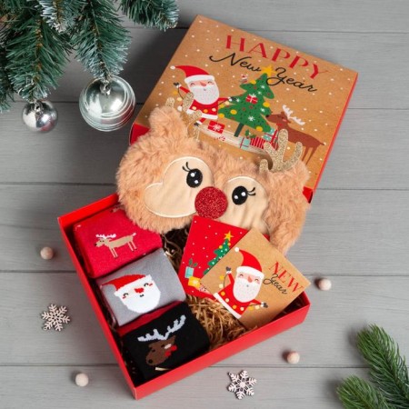 New Year's gift set KAFTAN New Year, socks rr 36-39 (23-25 ​​cm), mask