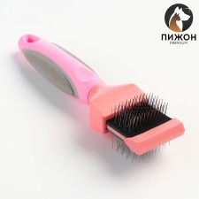 A bilateral flexible packer with straight and bent teeth, 20.5 x 4.5 cm, pink