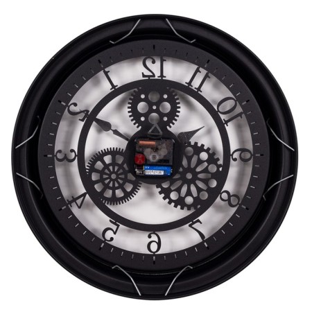 Watching clock, interior "skeleton", silent, d-40 cm, black case, aa-3
