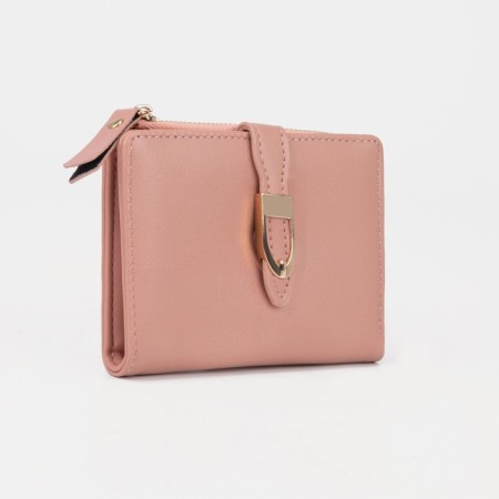 Women's wallet on the button, beige-pink color