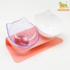 Plastic bowls on a pink stand are 27.5 x 14 x 15 cm transparent/white