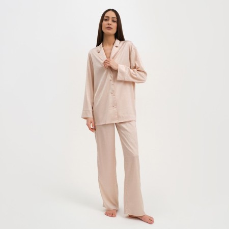 Female pajamas (shirt and trousers) KAFTAN "Triangles" Milk color, size 44-46-4