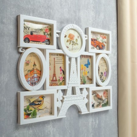 Photo frame in 9 photos 10x10, 10x15 cm "Paris" White 43x55x2.5 cm-1