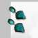 Earrings with rhinestones "Cleo" diamond, green color in gold