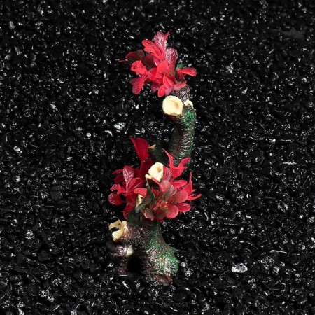 Decor for the Aquarium "Crazy" with orange-pink plants, 15 x 7 x 16.5 cm-1