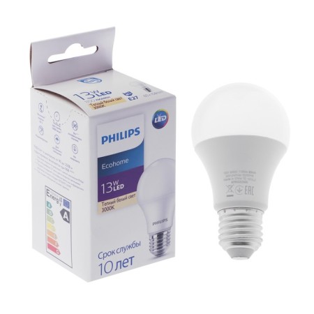 LED LED Philips Ecohome Bulb 830, E27, 13 W, 3000 K, 1150 lm, pear