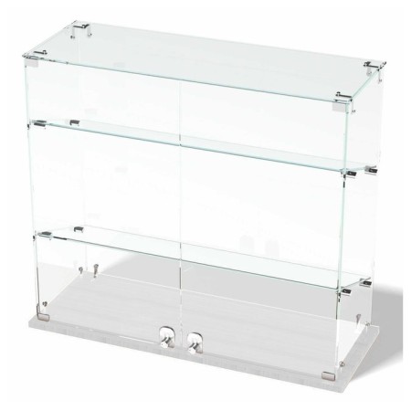 Smail window, 2 inclined shelves, 800 × 300 × 700, chipboard, glass, white color-1