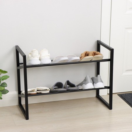 Avangard shoe shelf, 2 tiers, 70.5 × 30.5 × 50.5 cm, black color