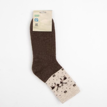 Male socks from Mongolian wool, chocolate/deer color, size 29 (43-45)-3