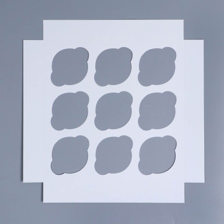 Capcake box, confectionery packaging with a window, 9 cells "Flowers", 25 x 25 x 10 cm-5