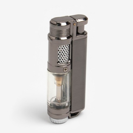 Gas lighter, turbo, piezo, silver