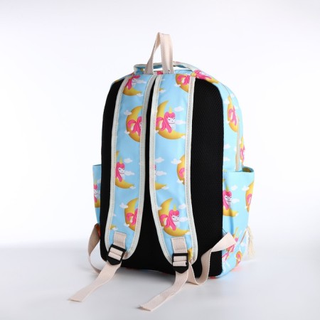 A backpack with a zipper, bag, cosmetic bag, blue color-5