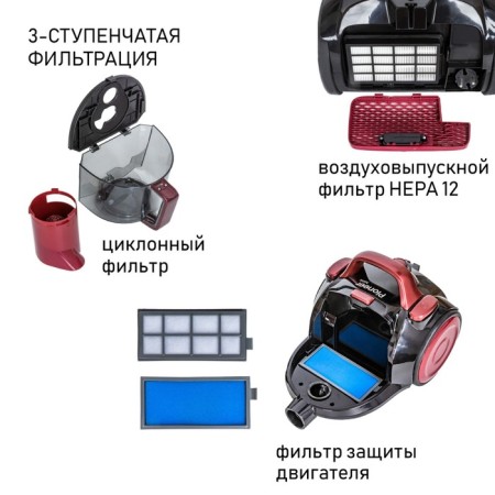 Пылесос Pioneer VC315C, 2200 Вт, 2.5 л-8