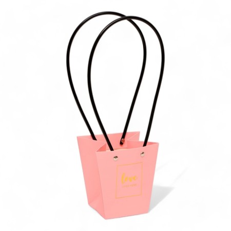 Bag for flowers pink Love Lives Here 12x12-8x8-12.5 cm-1