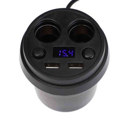 Cigarette lighter, voltmeter, 2 USB, 2 outputs, wire 50 cm-3