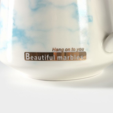Tea couple ceramic "leaf", 3 objects: a cup 320 ml, a saucer 25.5 × 16 cm, a spoon, the color of the blue-4